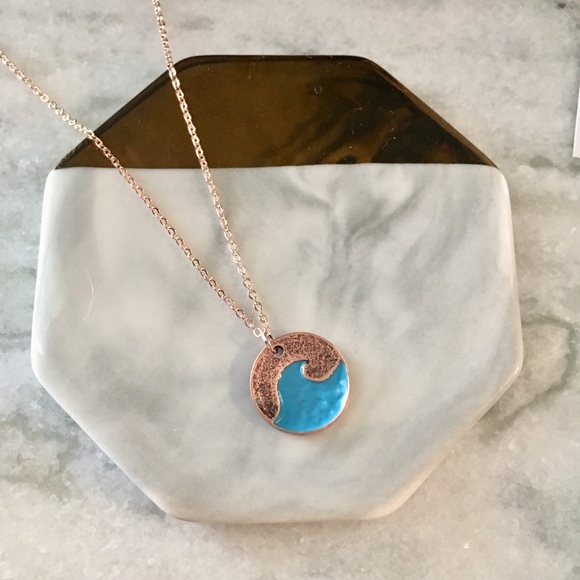 Crest Wave Copper Coin Surf Outfitters Necklace - Picture 2 of 8